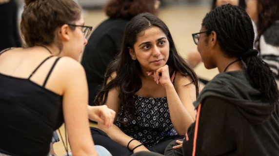 Students talking.