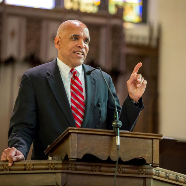 Raynard Kington at Herrick Chapel podium