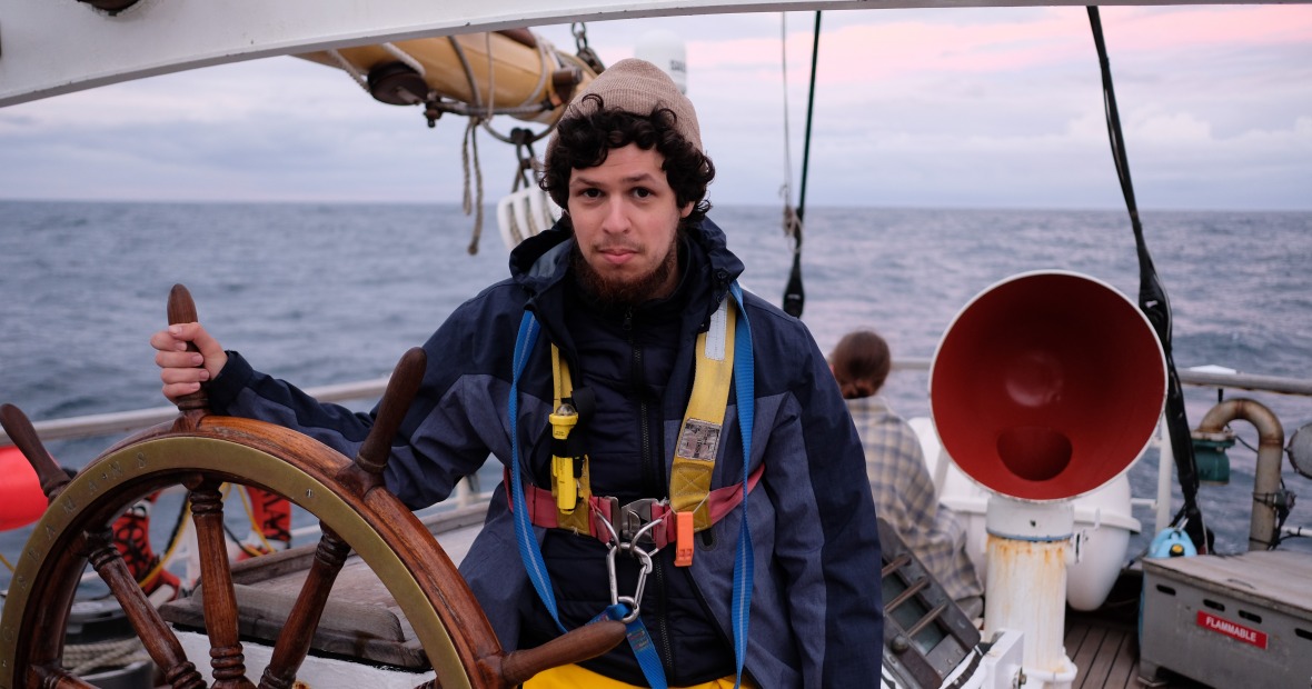 Isaac Ferber at the helm
