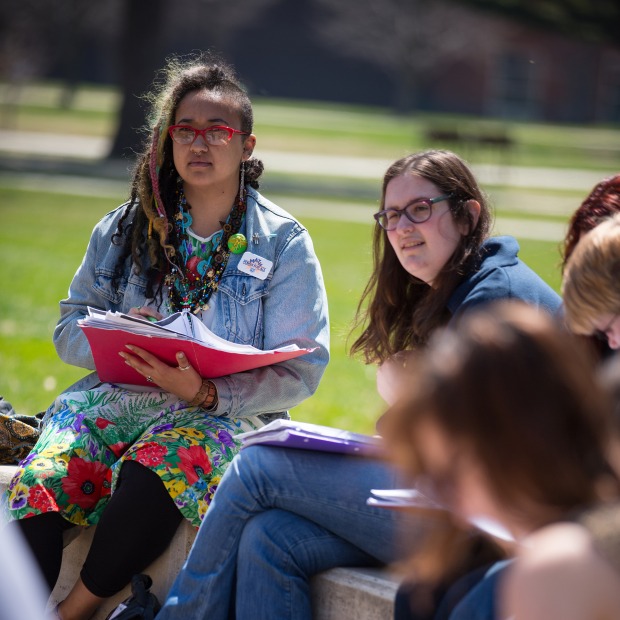 Students in outdoor class